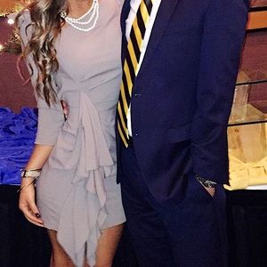 Backless quarter sleeve cocktail dress